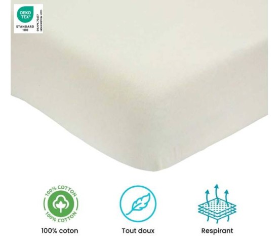 Drap housse bébé 60x120cm sable