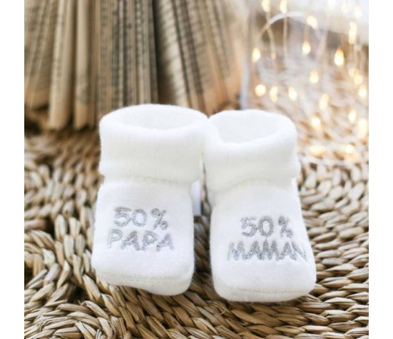 Chaussons bébé - 50% papa 50% maman