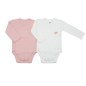 Lot 2 bodies manches longues 3 mois - Cœur rose