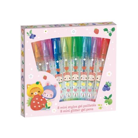 8 Mini Stylos Gel Paillettes