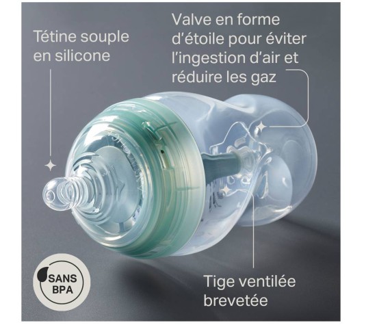 Lot De 2 Biberons Anti Colique Avance Turquoise 260Ml