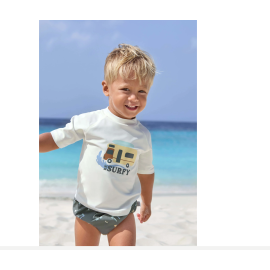 T-Shirt Anti Uv Manches Courtes Camper Ecru 3-6M