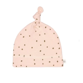 Bonnet Interlock Gots Pointilles Rose Poudre 3-6 Mois