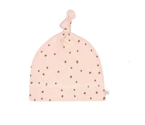 Bonnet Interlock Gots Pointilles Rose Poudre 3-6 Mois