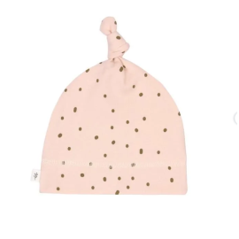 Bonnet Interlock Gots Pointilles Rose Poudre 7-12 Mois