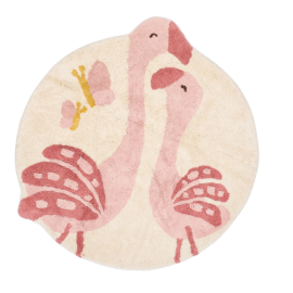 Tapis rond Flamant rose en coton bio Little Dutch