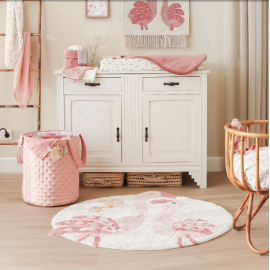 Tapis rond Flamant rose en coton bio Little Dutch