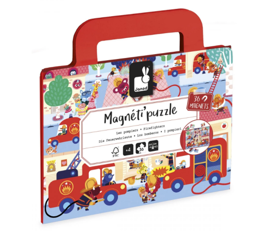 Magnéti'Puzzle Pompiers Janod – Puzzle magnétique 36 pièces