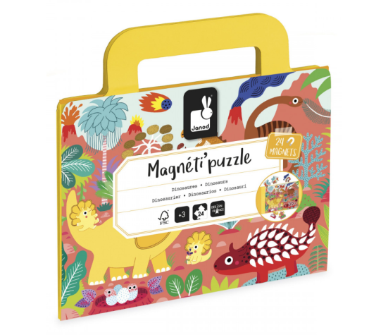 Magnéti'Puzzle Dinosaures Janod – Puzzle magnétique 24 pièces
