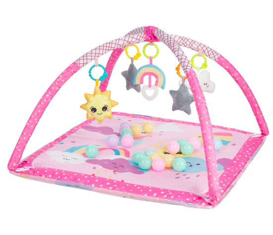 Tapis D'éveil avec 18 Balles Rose Sky