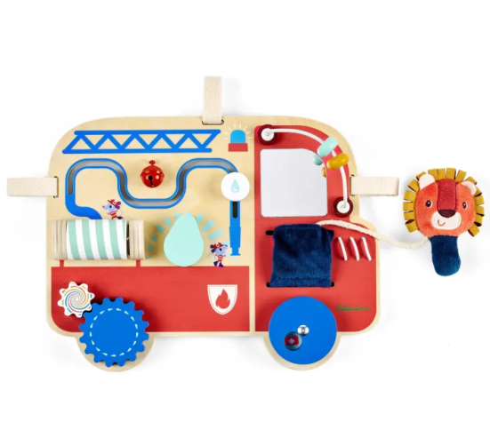 Panneau d'activités en bois Camion de pompiers