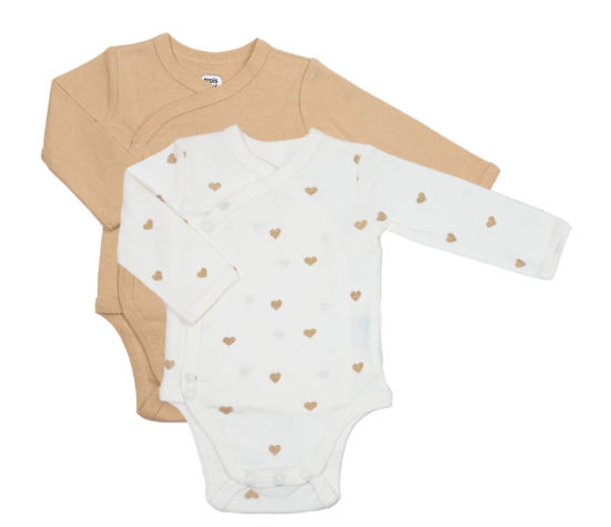 Lot de 2 Bodies Bébé en Coton Cœurs | Trois Kilos Sept