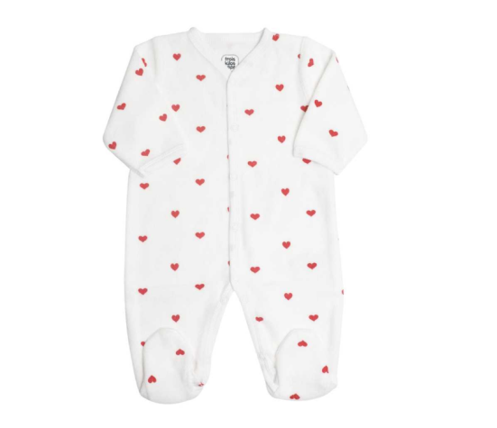 Pyjama Bébé Velours Petits Cœurs | Trois Kilos Sept