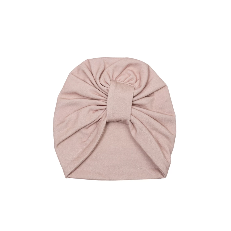 Bonnet Naissance Turban Rose en Coton | Trois Kilos Sept