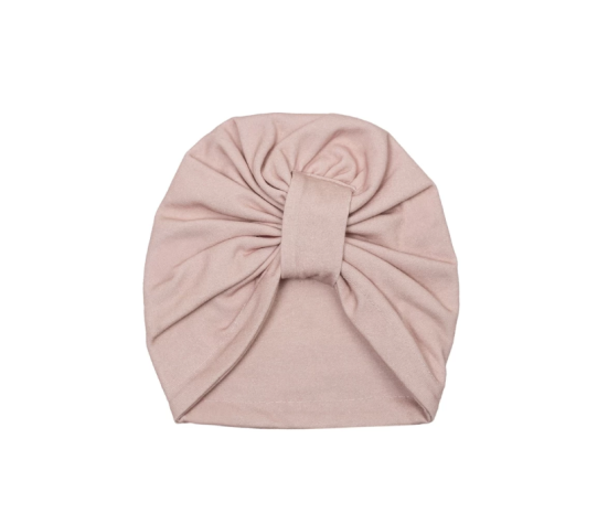 Bonnet Naissance Turban Rose en Coton | Trois Kilos Sept
