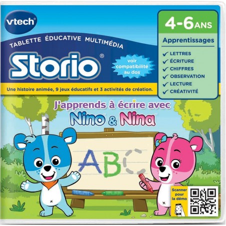 Jeu Storio 2 J'apprends à écrire avec Nino & Nina V TECH Jeu Storio 2 J'apprends à écrire avec Nino & Nina V TECH