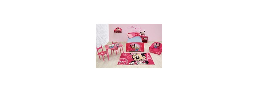 Catégorie Chambre junior Minnie - Le coin des petits - Puériculture à La Réunion : Lit Minnie Paris 70 x 140 cm , Tabouret Mi...