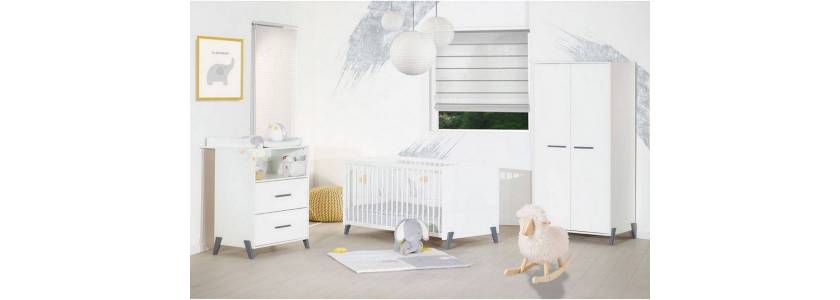 Catégorie Chambre Joy Gris - Le coin des petits - Puériculture à La Réunion : Lit combiné transformable JOY Gris , Chambre év...