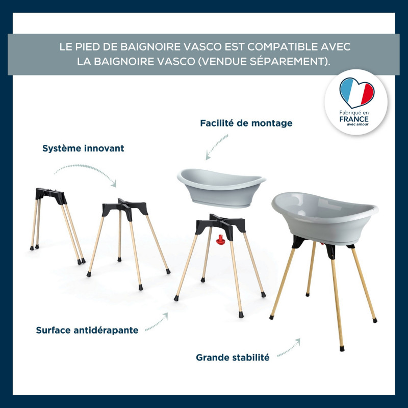 Pied de baignoire Vasco pliable et anti-dérapants